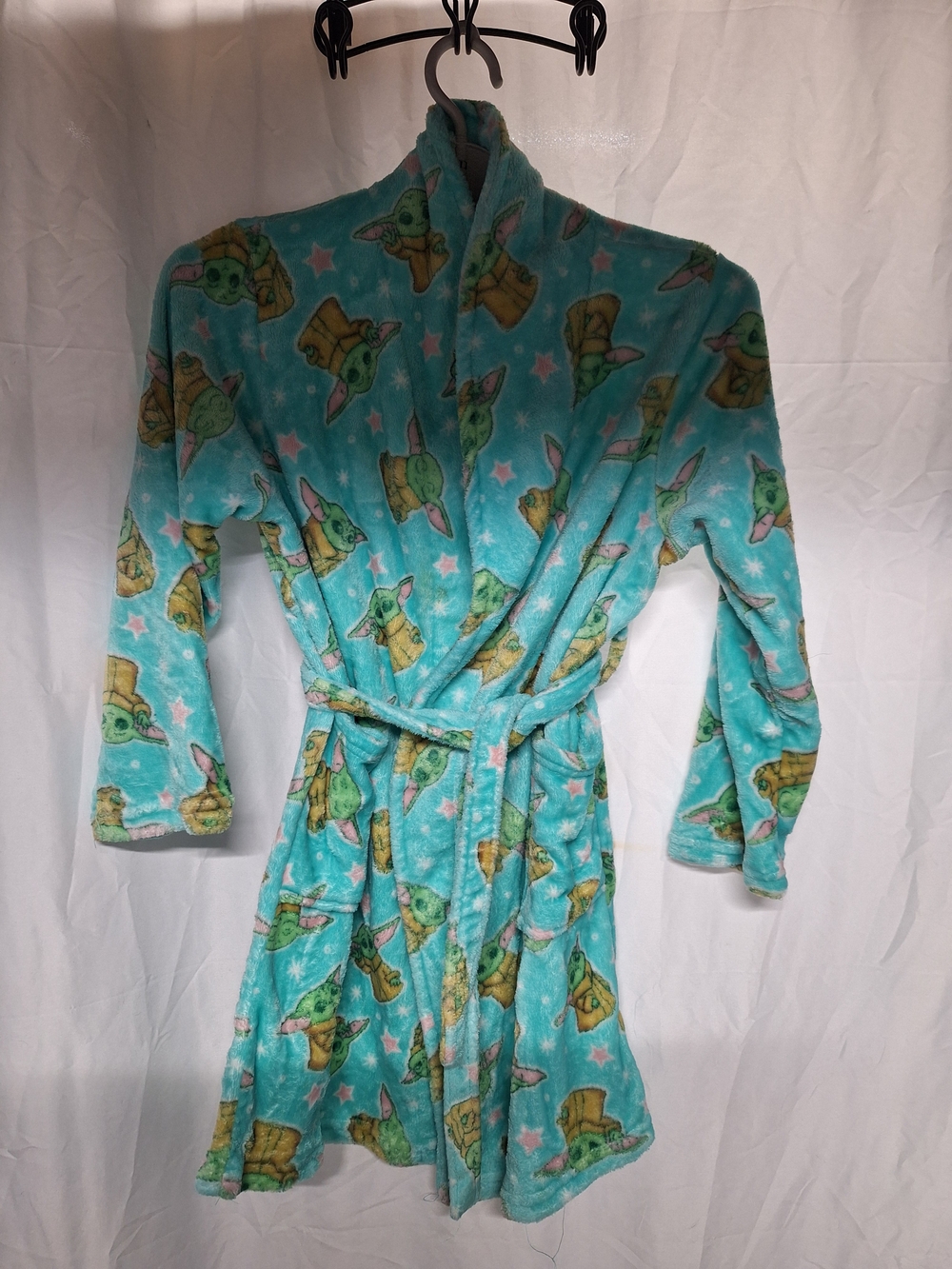 The Children's Place Baby Yoda Fleece Kids Robe - Aqua